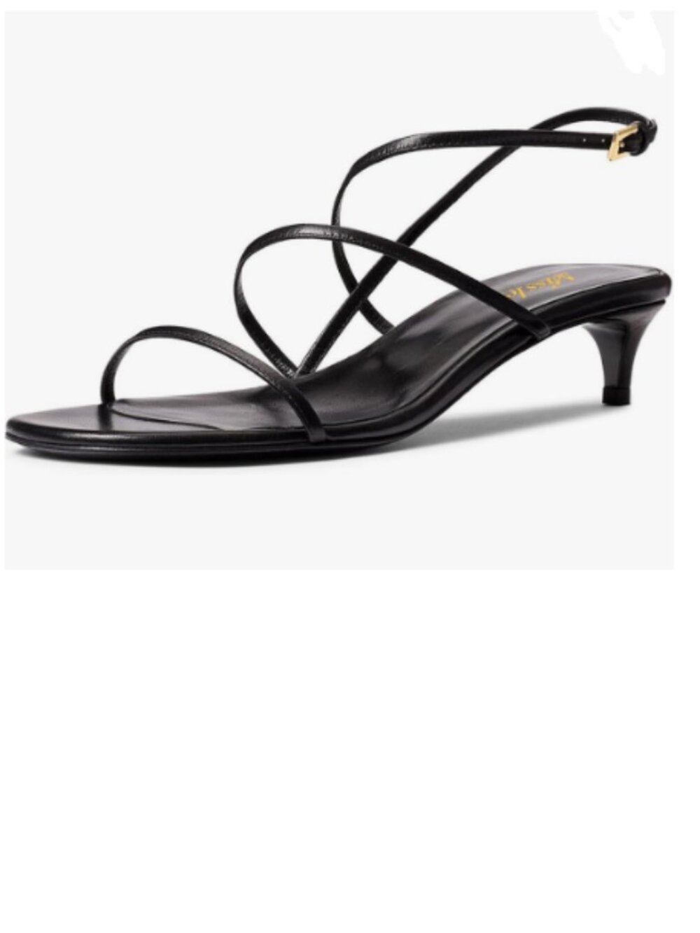 miss left Black Open Toe Strappy Sandals Adjustable Buckle Kitten Heels Shoes